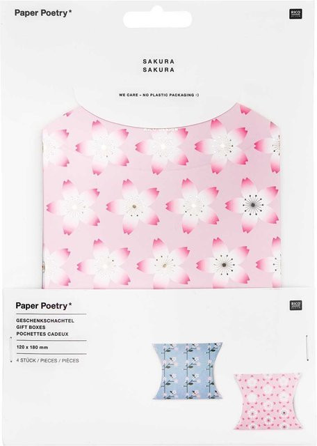 Rico Design Paper Poetry Geschenkschachteln Kirschblüten Pink B: 12 cm, T: 18 cm, H: 4 cm, 4 Stück - Bild 1