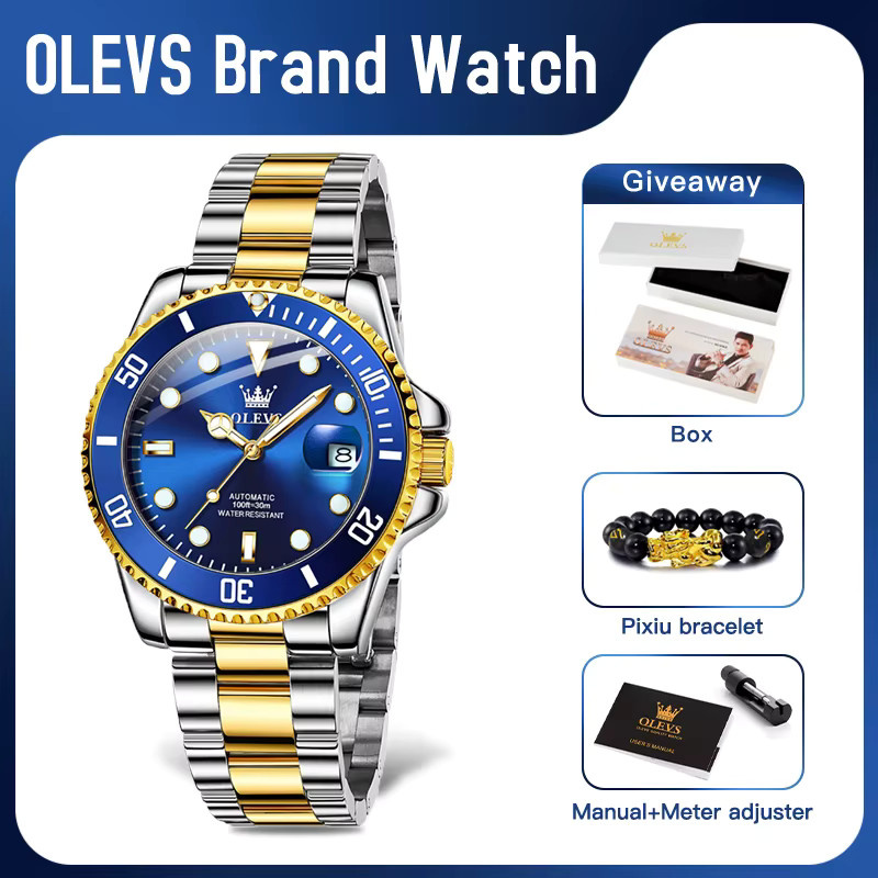 OLEVS Armbanduhr Automatik, Edelstahl, Gold, Herren - Bild 2