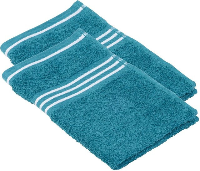 GÖZZE Gästetuch Rio Doppelpack aus Baumwolle, gestreift, Petrol/Blau, B: 30 cm x H: 50 cm - Bild 1