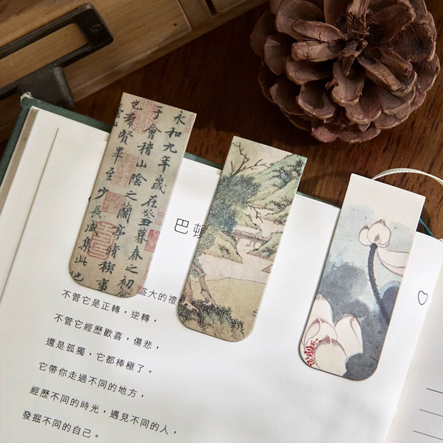 4er Set magnetische Lesezeichen im traditionellen chinesischen Kunststil, bunt, aus Papier - Bild 2
