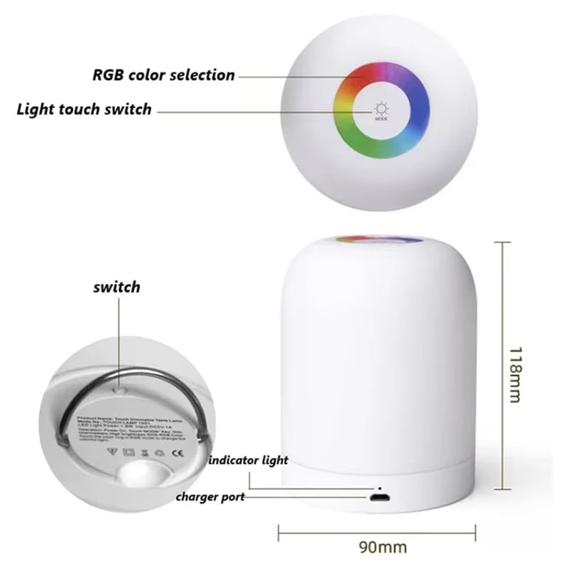 Lyfs LED Nachtlicht mit USB-Ladefunktion, kabellose Touch-Steuerung und Fernbedienung, bunte RGB-Atmosphärenlampe für Schlafzimmer und Wohnzimmer, Weiß - Bild 6