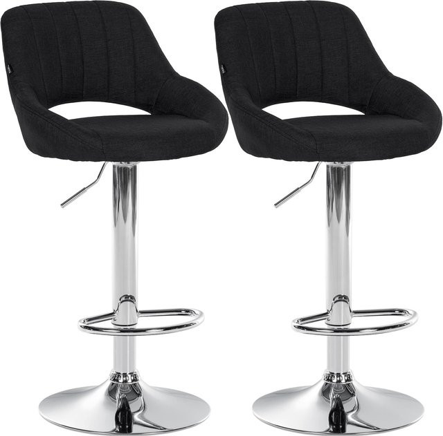 CLP Barhocker 2er Set Milet höhenverstellbar mit Lehne, gepolsterte Barstühle mit Stoffbezug und Metallgestell, schwarz, drehbar - Bild 1