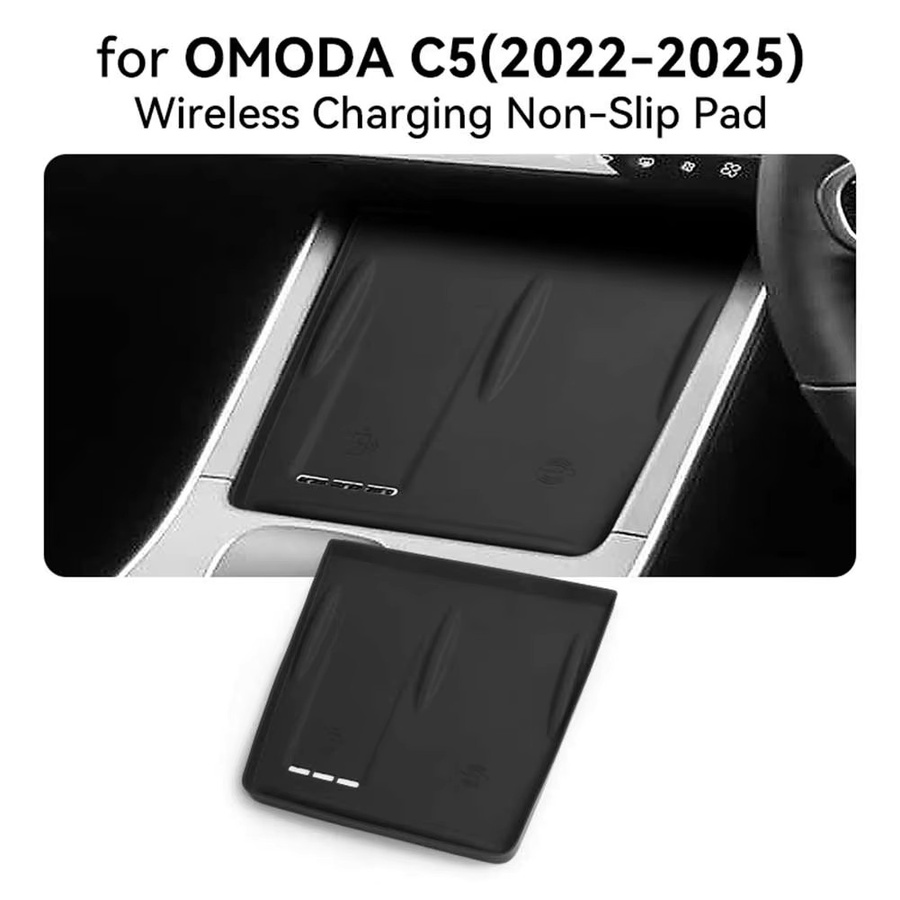 NIGHTKIST Kabelloses Auto-Ladepad für Chery OMODA C5 (2022-2025) in Schwarz mit rutschfester Schutzmatte - Bild 3
