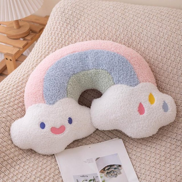 Yiran Toy Regenbogen Kuschelkissen aus Plüsch in Mehrfarbig für Kinder und Mädchen - Bild 1