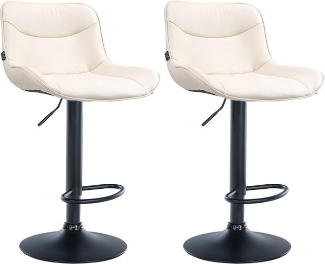 2er Set Barhocker Vonore aus Kunstleder mit Lehne, höhenverstellbar und 360 Grad drehbar mit Metallgestell und Fußstütze - Bild 1