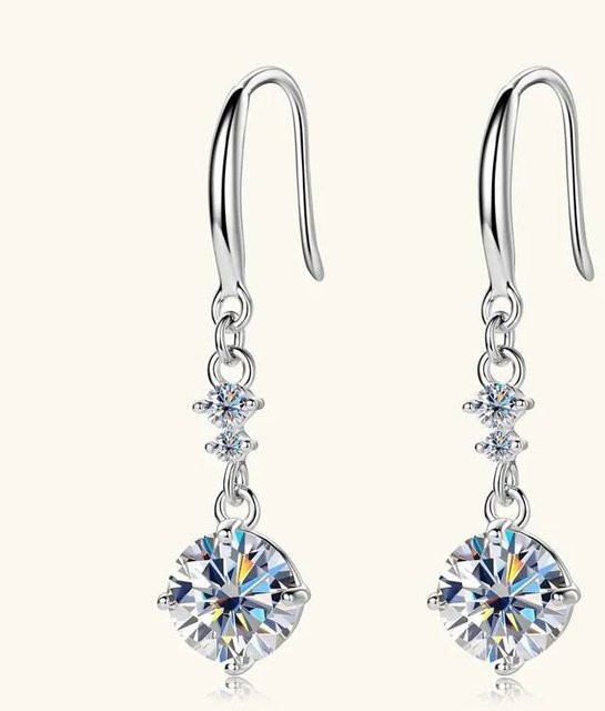 JoiasHome Ohrhänger 925 Silber, Moissanit, Damen, 6,5 mm - Bild 1