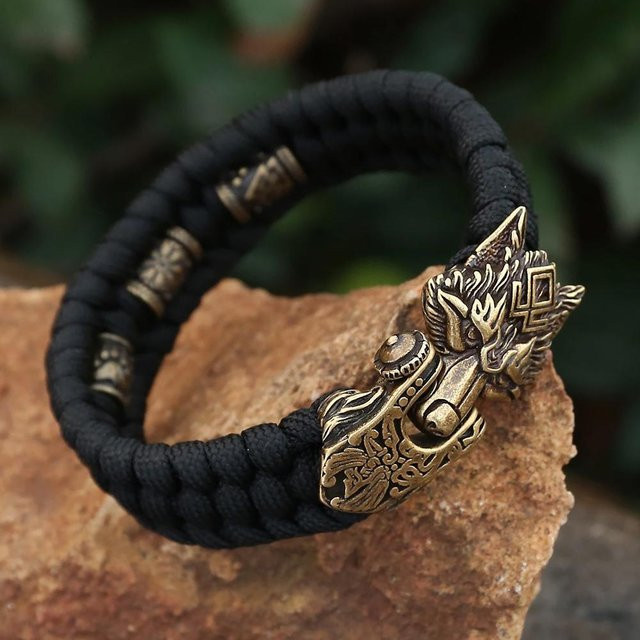 Yiran Jewelry Armband Wolfskopf, Edelstahl, Schwarz, Herren, 23cm - Bild 1