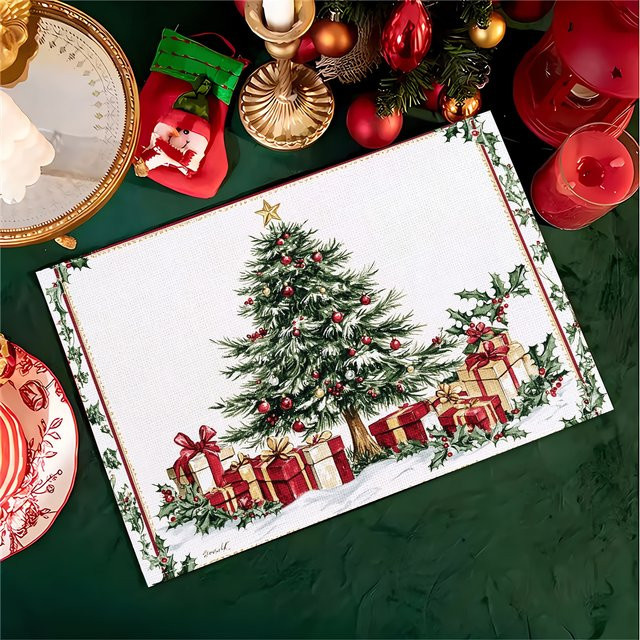 VIKAMA 4-teiliges Weihnachtsbaum-Tischset für die festliche Tischdekoration - Bild 1