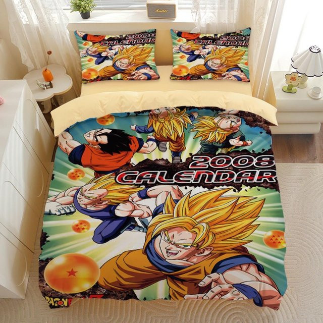 Dragon Ball Bettwäsche-Set Binchi Fitness mit Goku Super Saiyan Motiv, 3-teilig, Mehrfarbig, B/H: 150 x 200 cm - Bild 1