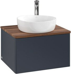 V&B Waschtischunterschrank Antao ohne Frontstruktur, Farbe Mattblau lackiert, B/T/H: 60 x 36 x 50 cm - Bild 1