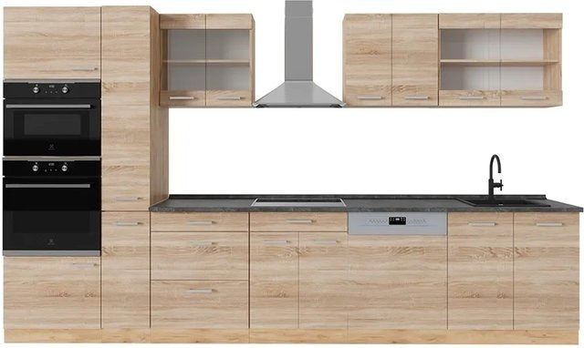 Vicco R-Line Küchenzeile Sonoma Eiche und Anthrazit, Breite: 350 cm, Höhe: 207 cm, Tiefe: 60 cm - Bild 1