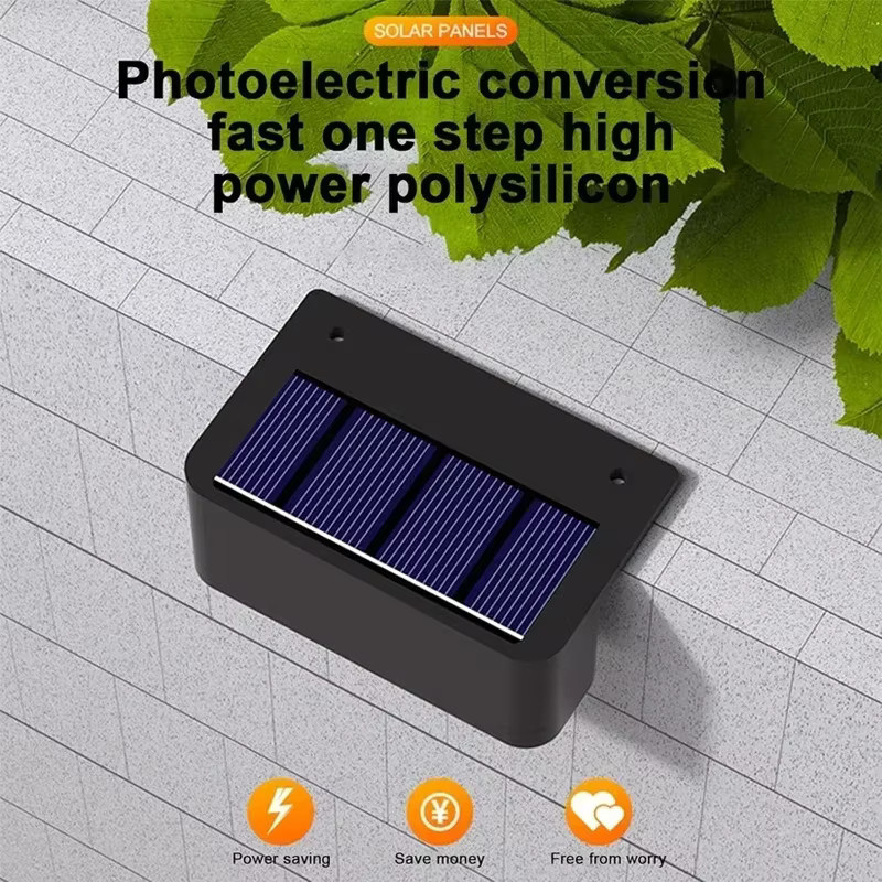 TLEDMP 4er Set Solar-Stufenleuchten für den Außenbereich, wasserdichte IP65 Dekorbeleuchtung für Terrasse und Zaun, Schwarz/Weiß - Bild 2
