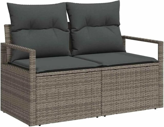vidaXL Garten-Sofa-Set 6-teilig aus Polyrattan in Grau mit Polsterkissen für Terrasse und Garten - Bild 1