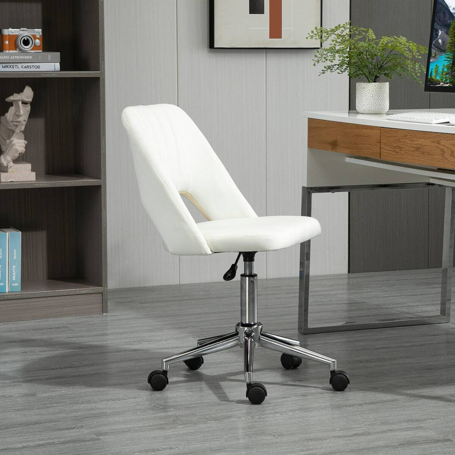 Vinsetto Chefsessel Beige mit Stoffbezug, 360 Grad drehbar und höhenverstellbar, B/T/H: 49 x 60 x 79-91 cm - Bild 3