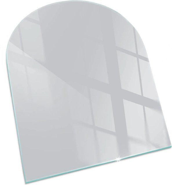 Tulup Glasplatte für Kamin in Hellgrau, Halbkreis, B: 80 cm, T: 70 cm - Bild 1