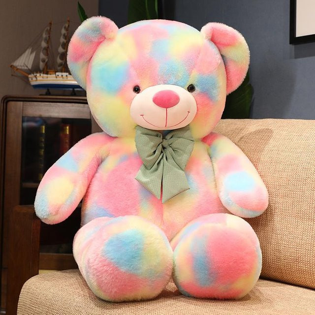 Große farbige Teddybär-Puppe, Plüsch, Bunt / Mehrfarbig - Bild 1
