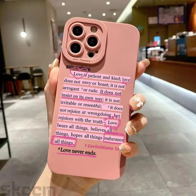 Poem Of Love Silikon Handyhülle für Samsung Galaxy S25 Ultra S24 Plus S23 S22 S21 S20 FE A15 A35 A54 A55 5G in Pink - Bild 1