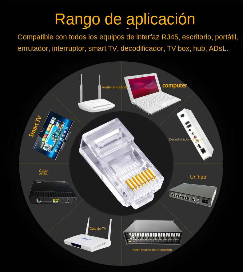100 Stück Mrgabwte RJ45 Ethernet LAN Modulstecker Cat5 mit vergoldeten Kontakten in Transparent/Gold - Bild 3