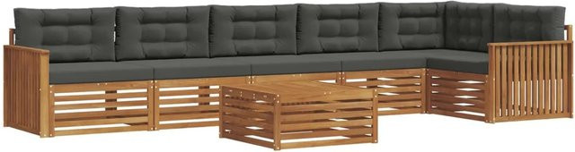 vidaXL Outdoor-Sofagarnitur 7-teilig aus Akazienholz mit Kissen in Anthrazit und Natur - Bild 1
