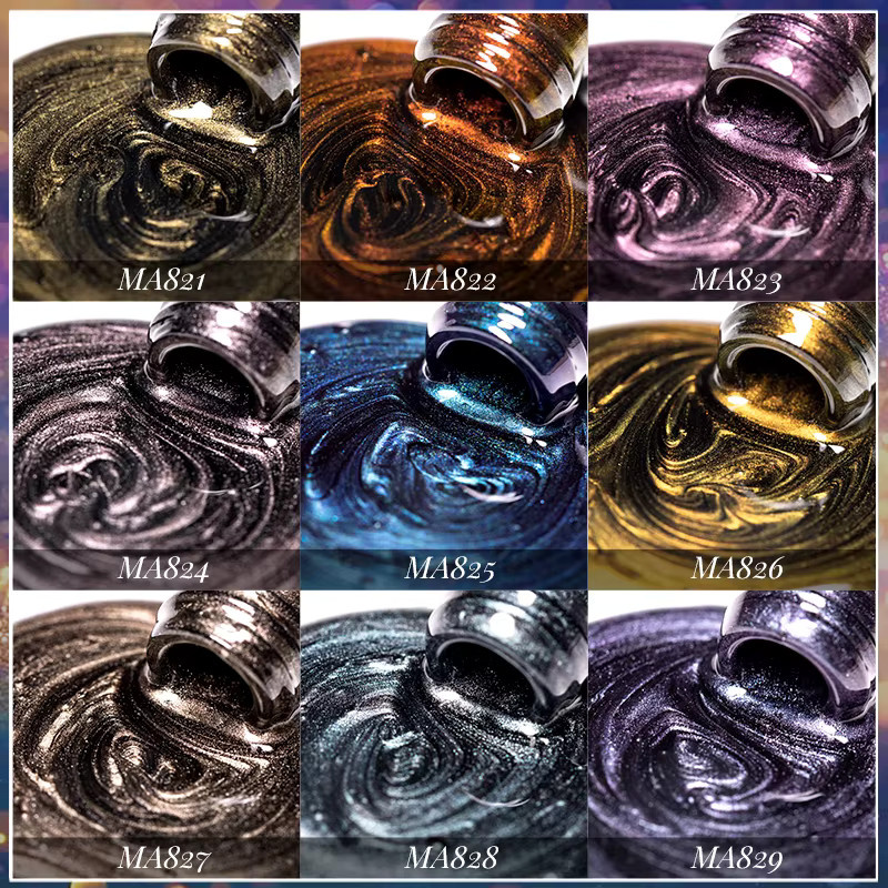 MEET ACROSS Auroras Cat Magnetischer Gel-Nagellack, 7 ml, lila wasserblau, Chrom, glitzernd - Bild 4