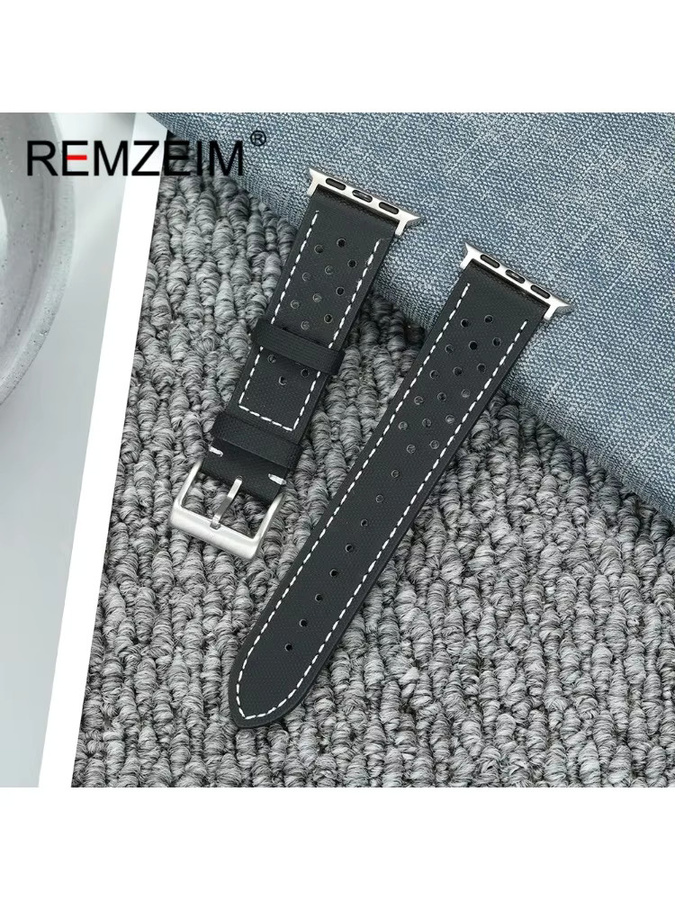 REMZEIM Uhrenarmband Silikon und Nylon, Schwarz, Unisex - Bild 2