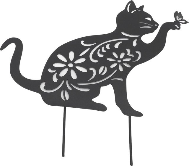 Niedrige schwarze Katze Figur aus Metall von OutsideWorld als dekorative Tischdekoration in Schwarz und Weiß - Bild 1