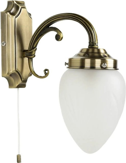 Easylight Wandleuchte im Jugendstil aus Metall und Glas in Bronze mit Zugschalter und E14 Fassung - Bild 1