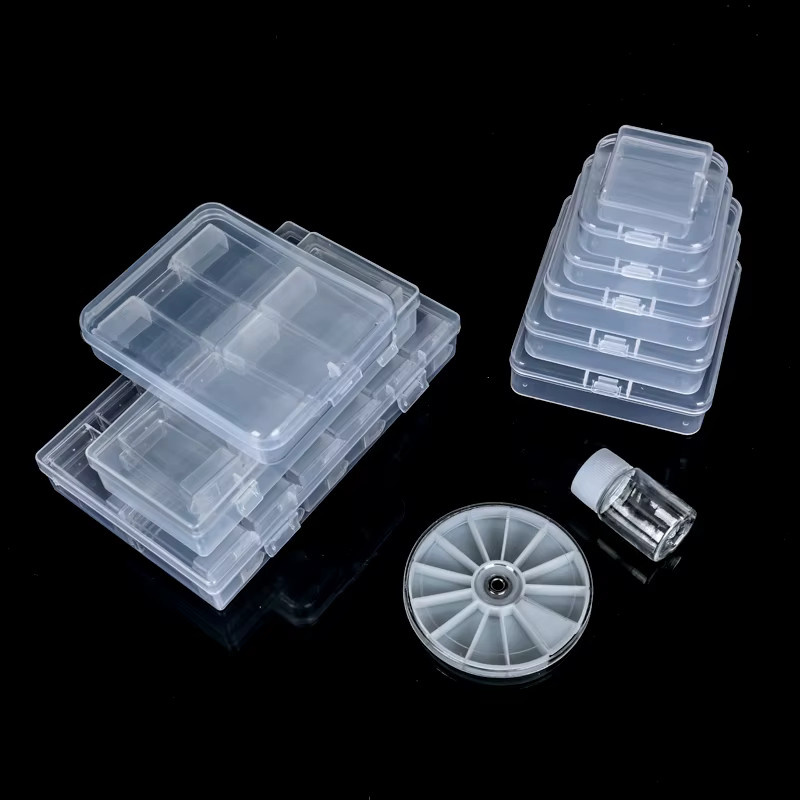 QIAO Kunststoff-Organizer transparente Aufbewahrungsbox mit verstellbaren Trennwänden für Schmuck, Perlen und DIY-Handwerk - Bild 2