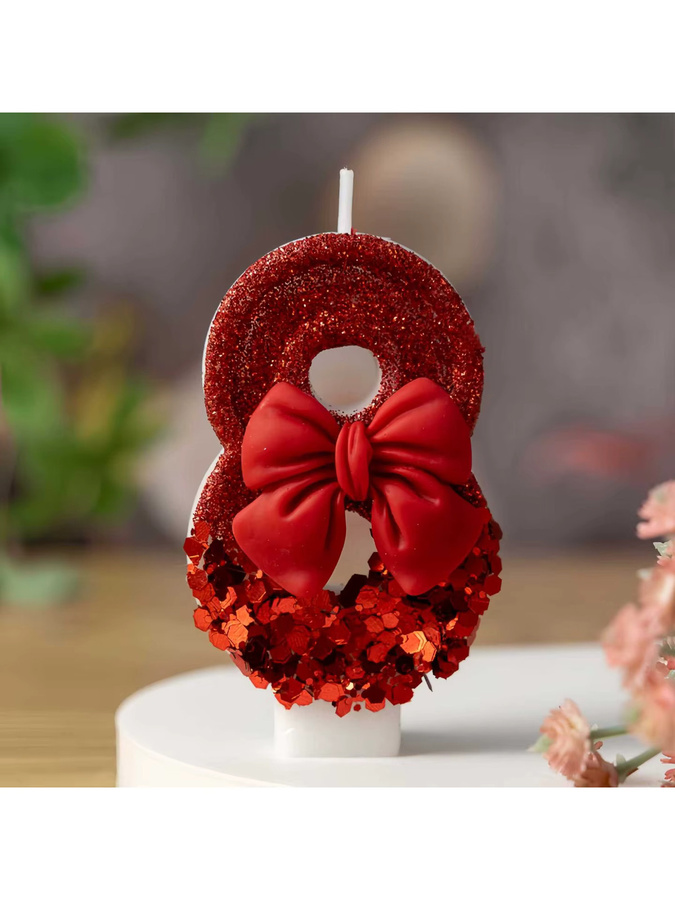 Rote Schleifen-Kerze als moderne Kuchendekoration für deinen Geburtstag - Bild 3