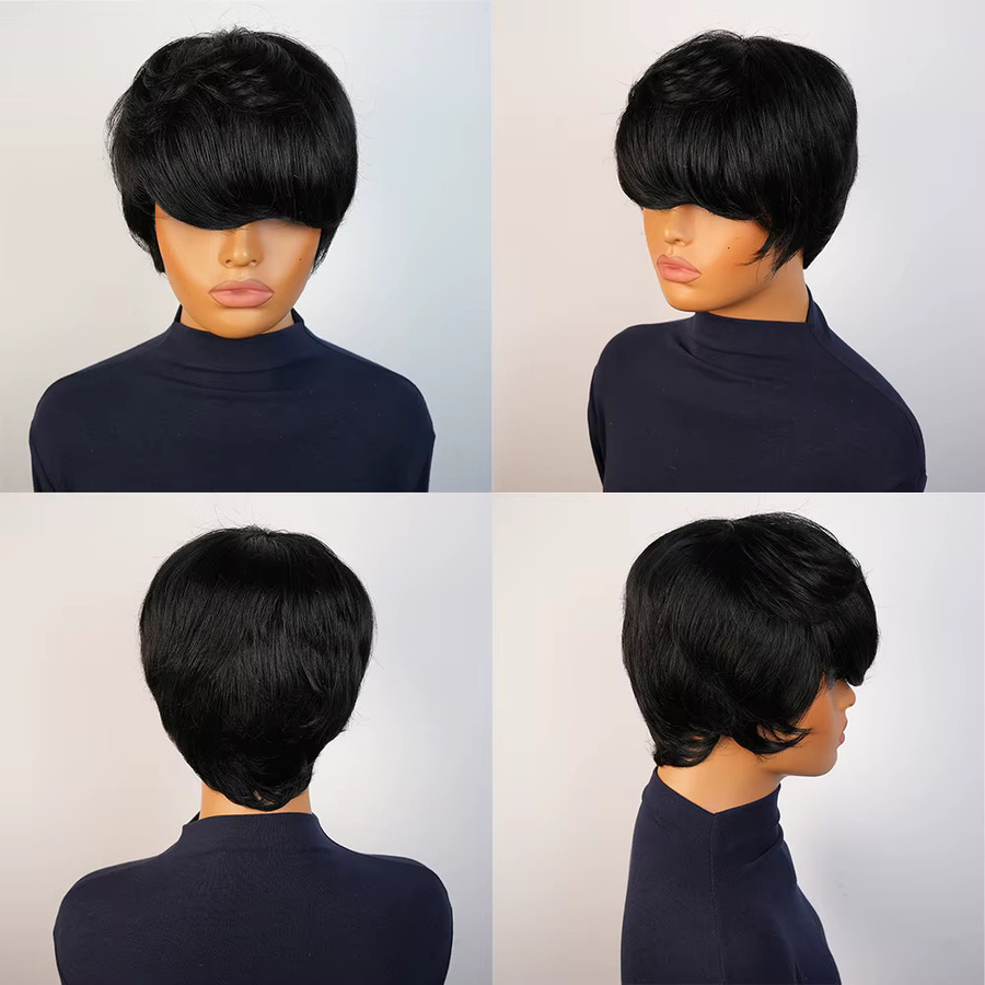 OYM HAIR Pixie-Schnitt-Perücke, glatte Echthaar-Perücke, Damen - Bild 4