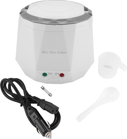 TOMTOP JMS Elektrischer tragbarer multifunktionaler Reiskocher und Dampfgarer für das Auto, 1,3 l, Weiß
