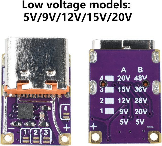 Aideepen PD zu DC Schnelllademodul mit Typ-C-Schnittstelle, unterstützt PD 3.0 / PD 3.1 / QC 3.0, DC 5V bis 48V - Bild 1