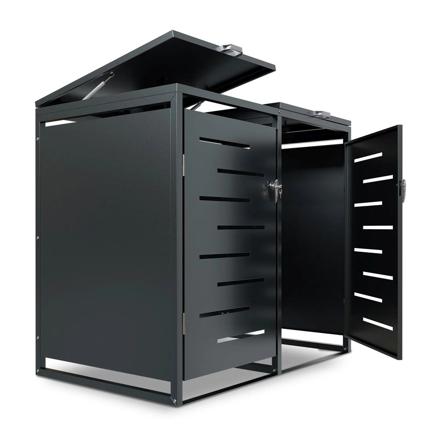 Juskys Mülltonnenbox Arel 2er Metall Gartenbox Aufbewahrungsbox Anthrazit - Bild 4