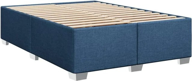 vidaXL Bettgestell aus Kiefernholz und Stoff in Blau, B/T: 160 x 200 cm - Bild 1