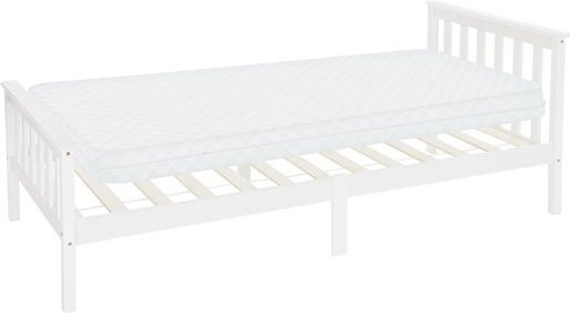 ML-Design Einzelbett aus Kiefernholz mit Lattenrost und Matratze, Weiß, B/T/H: 90 x 200 x 40 cm - Bild 1