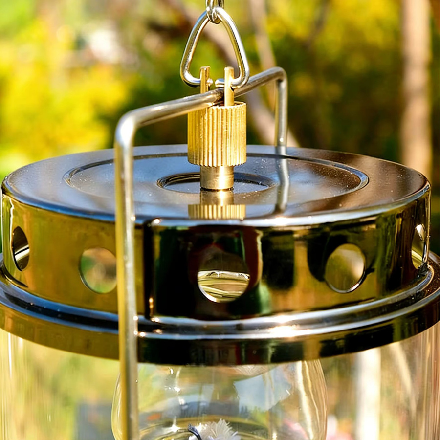 Tiaking Vintage Kerosinlampe aus Metall in Gold/Messing mit Glas für Camping und Garten - Bild 5