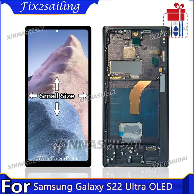 Samsung Galaxy S22 Ultra OLED Display mit Touch Screen Digitizer Montage in Schwarz und Grün - Bild 1