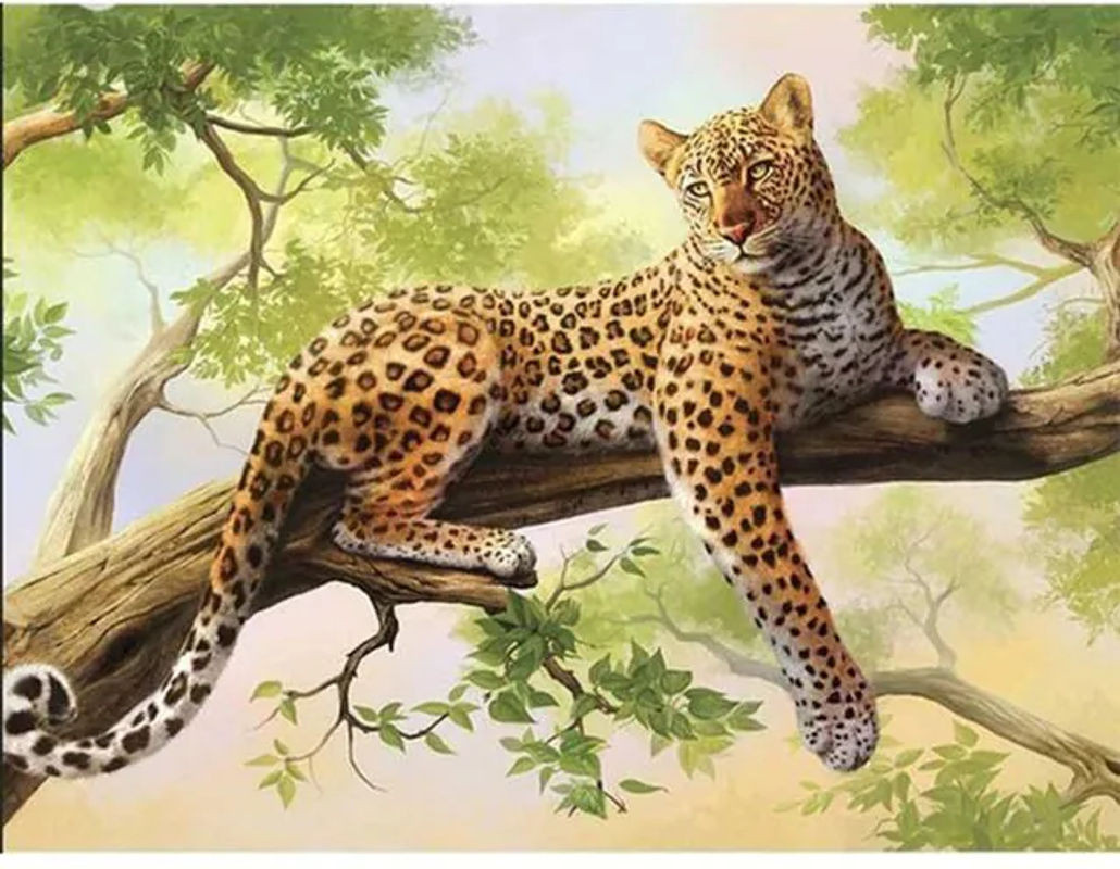 FIYO Diamond Painting Set Leopard Motiv als 5D DIY Diamant Stickerei in Mehrfarbig, B/H: 20 x 30 cm - Bild 1