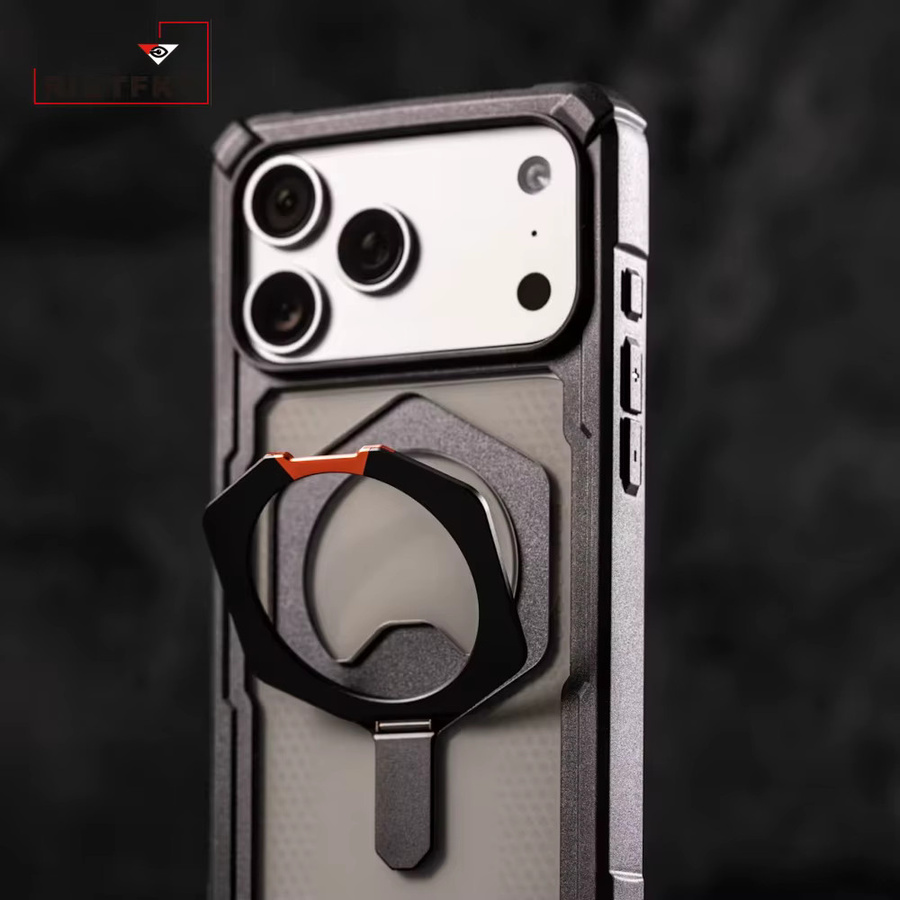 Robuste Panzer-Schutzhülle für iPhone 17 Air 16 15 14 Plus 13 12 Pro Max mit Magnetständer und transparenter Rückseite in Schwarz und Transparent - Bild 4