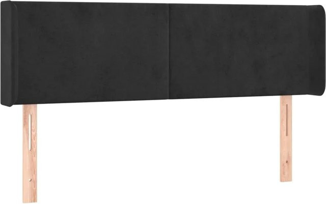 vidaXL LED Kopfteil aus Samt in Schwarz mit USB-Ladeport und integrierter Beleuchtung, B: 147 cm, T: 16 cm, H: 78-88 cm - Bild 1