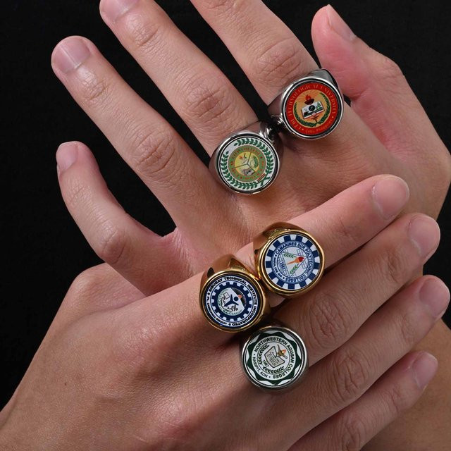 mprainbow Ring, Edelstahl, Schul-Emblem, Unisex - Bild 1