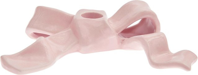 Rico Design Keramik Kerzenhalter Schleife Rosa für schmale Kerzen - Bild 1