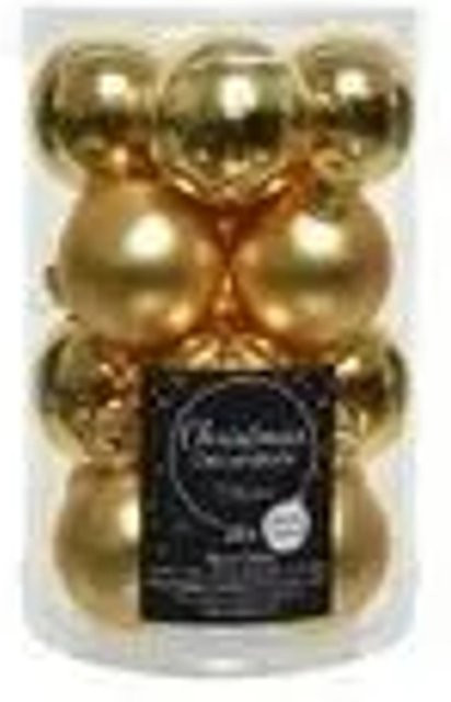 Kaemingk Weihnachtsbaumkugeln aus Glas in Gold Glanz, 16 Stück, Durchmesser: 3,5 cm - Bild 1