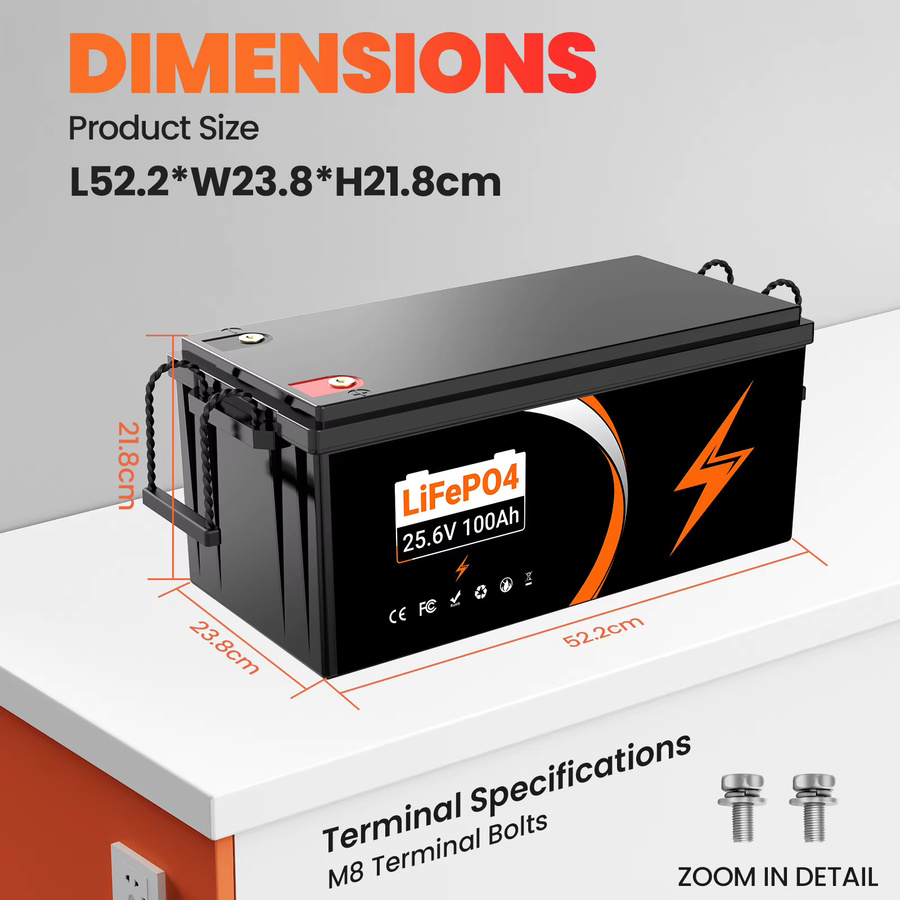 EFFIVOLT LiFePO4 Lithium-Eisen-Akku mit BMS für Heimenergiespeicher, Dreirad, Go-Kart oder Notstromversorgung, 12V 100Ah / 24V 100Ah / 48V 50Ah - Bild 6