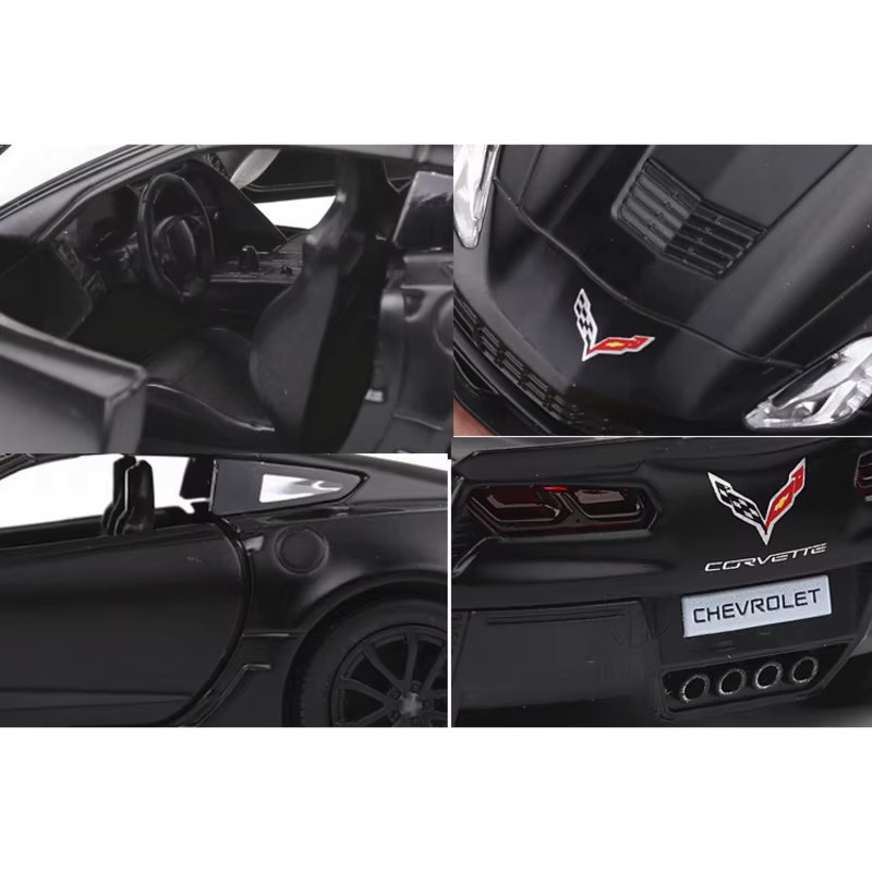 MAKEDA Chevrolet Corvette C7, Modellauto, Maßstab 1:36, Metall, Schwarz - Bild 5