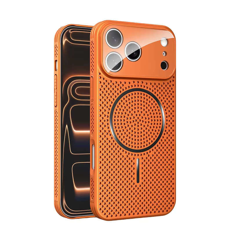 RPKKS MagSafe Schutzhülle für iPhone 12 bis 17 Pro Max mit atmungsaktiver Kühlung und Stoßfestigkeit in Schwarz oder Orange - Bild 5