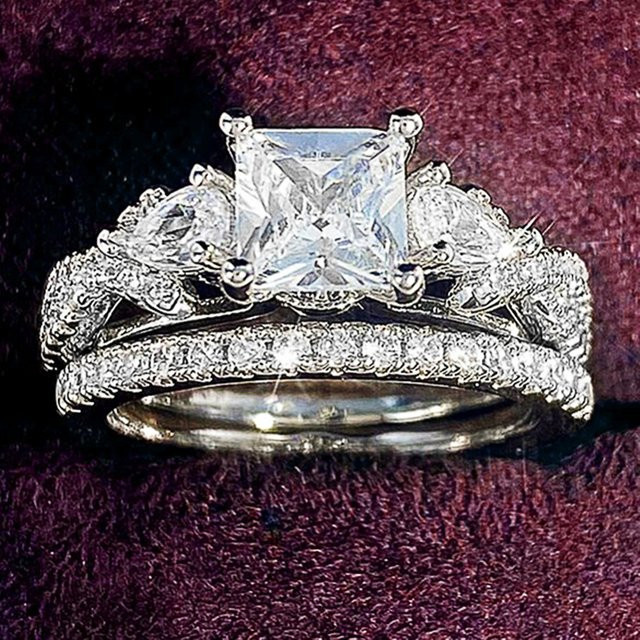 Huitan Braut Ringe, Silber, Zirkonia, Damen - Bild 1