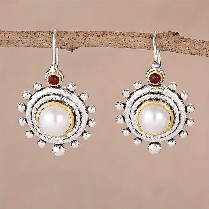 YoYo Hängeohrringe, Silber, Perle, Damen, Vintage - Bild 2