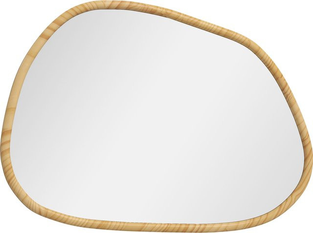 HOMCOM Wandspiegel asymmetrisch in Braun mit Holzrahmen, moderner Badspiegel für Wohnzimmer und Flur, Breite: 80 cm, Höhe: 60 cm - Bild 1