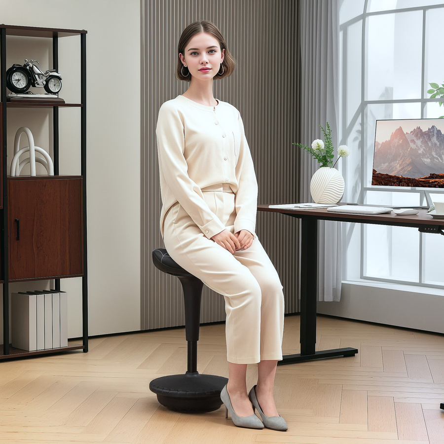 Vinsetto Bürohocker Schwarz mit Schwenkfunktion und ergonomischer Höhenverstellung 65,5-83,5 cm - Bild 2